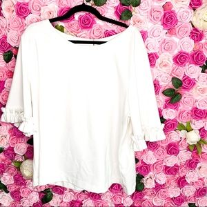 Banana Republic White Top Ruffle Sleeves - XXL